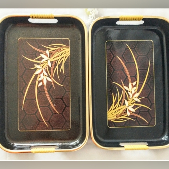 Japanese Laquerware Nesting Trays - 3 Mid Century Trays - Picture 9 of 13